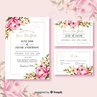 彩色花卉婚礼请柬