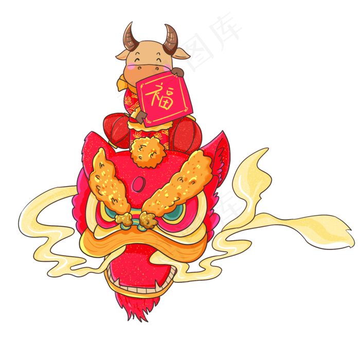 2021喜庆牛年新年(2000X2000(DPI:300))psd模版下载