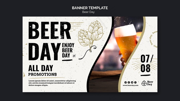 啤酒日横幅banner模板psd模版下载