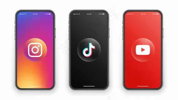 手机屏幕上的社交媒体标志