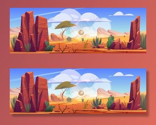 非洲沙漠自然景观，风滚草沿着干热荒芜的非洲大自然滚动