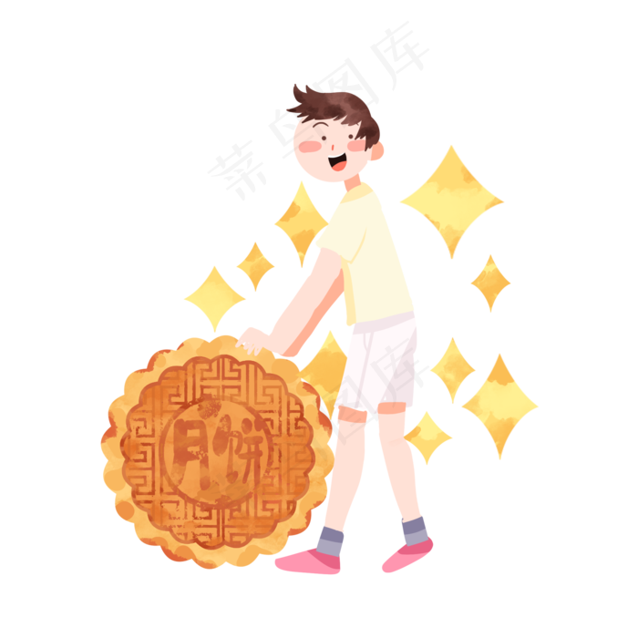 中秋节滚月饼男孩(2000X2000(DPI:300))psd模版下载
