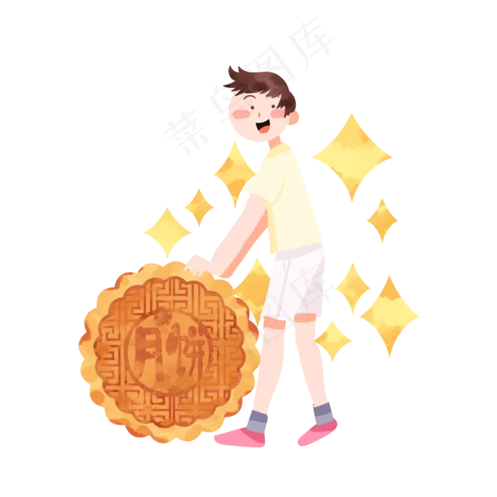 中秋节滚月饼男孩(2000X2000(DPI:300))psd模版下载