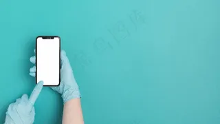 带复印空间的手持手机俯视图