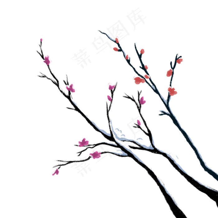 冬季大雪梅花枝头(2000X2000(DPI:132))psd模版下载