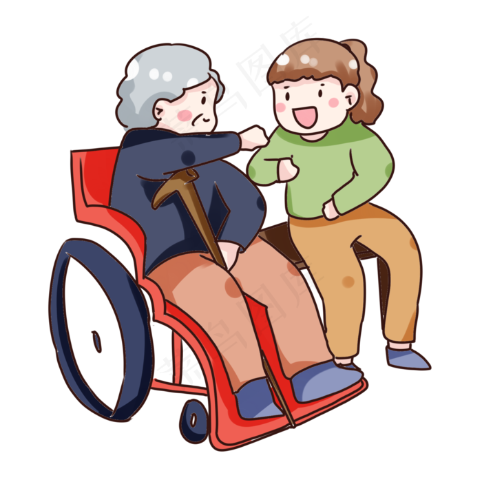 手绘卡通重阳节老人