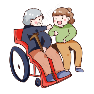 手绘卡通重阳节老人