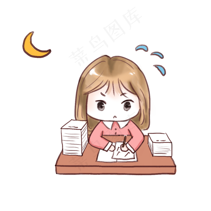 教师节卡通手绘女老师看作业