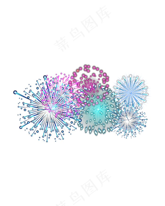 矢量手绘卡通烟花,免抠元素