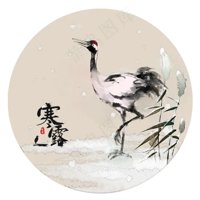 寒露节气白鹤(2000X2000(DPI:300))psd模版下载