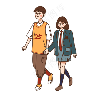 情人节七夕节卡通情侣