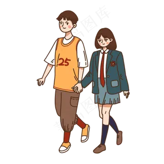 情人节七夕节卡通情侣