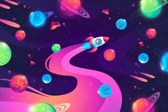 卡通彩色银河背景eps,ai矢量模版下载