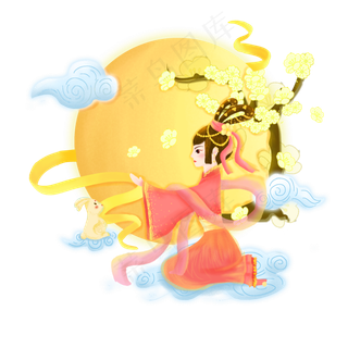 中秋节手绘嫦娥奔月