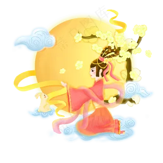 中秋节手绘嫦娥奔月