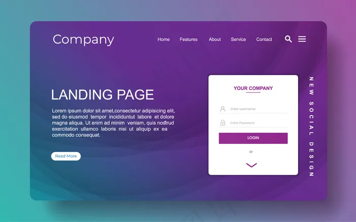 带有抽象的登录页eps,ai矢量模版下载