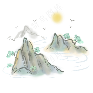 中国风水墨群山