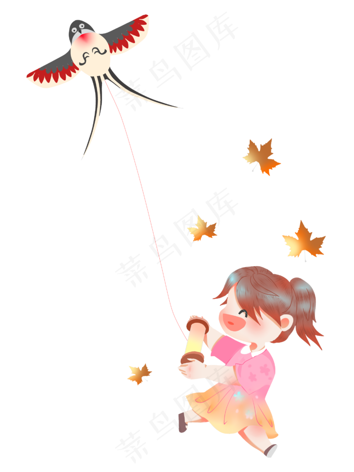重阳节放风筝女孩