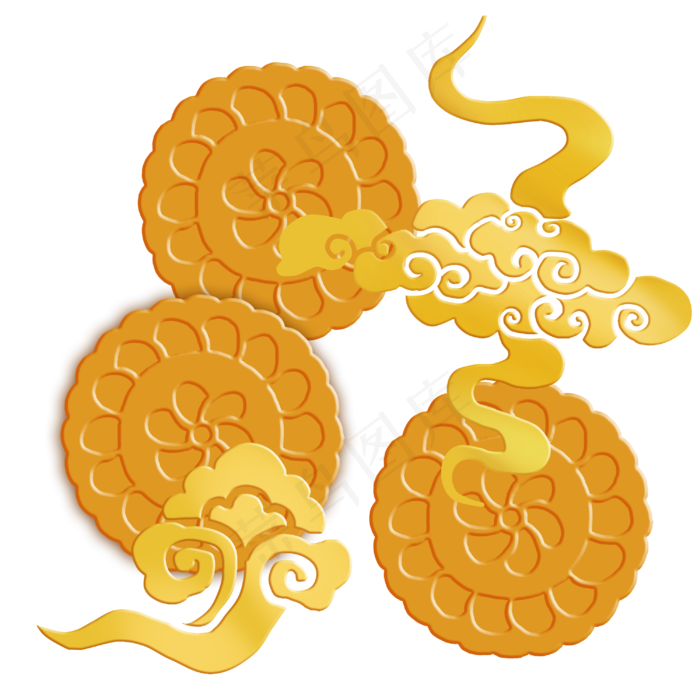中秋金色祥云月饼(3000X3000(DPI:300))psd模版下载