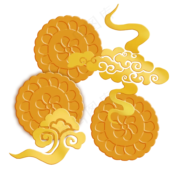 中秋金色祥云月饼(3000X3000(DPI:300))psd模版下载