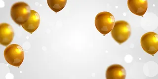 庆祝派对横幅banner与金气球背景。销售 。盛大的开卡豪华问候丰富。