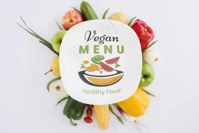 健康食品概念素食菜单psd模版下载