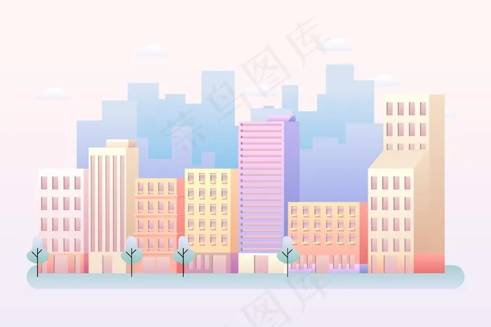 城市-视频会议背景eps,ai矢量模版下载