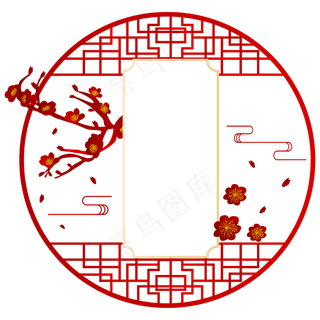 中国风屏风梅花矢量图
