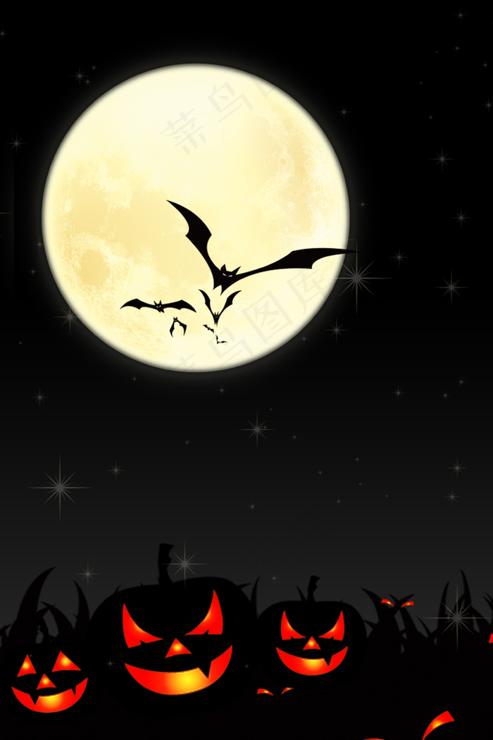 夜色下的古堡万圣节海报背景psd