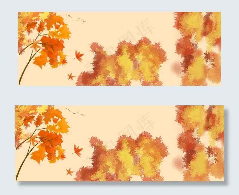 秋季文艺枫树叶文艺banner(1920*700px 	       )psd模版下载