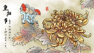 重阳节老人赏菊菊花老年节