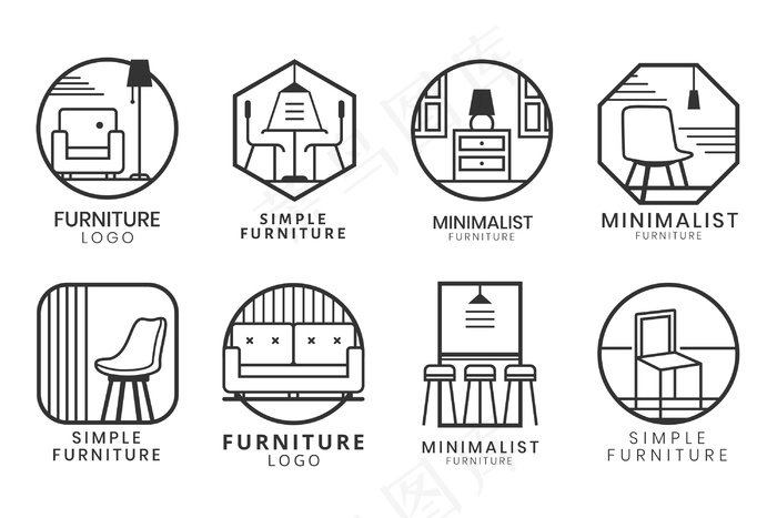 简约设计家具标志eps,ai矢量模版下载