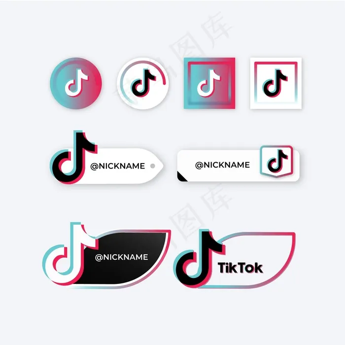 Tiktok标志系列eps,ai矢量模版下载