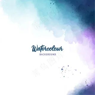 蓝色抽象泼墨水彩画背景