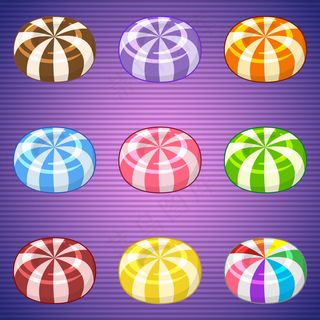 棒棒糖糖果彩色比赛3游戏可爱的风格。