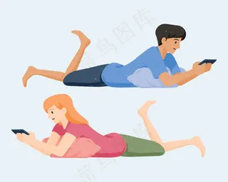 手绘女孩和男孩在惠普卡通上玩游戏