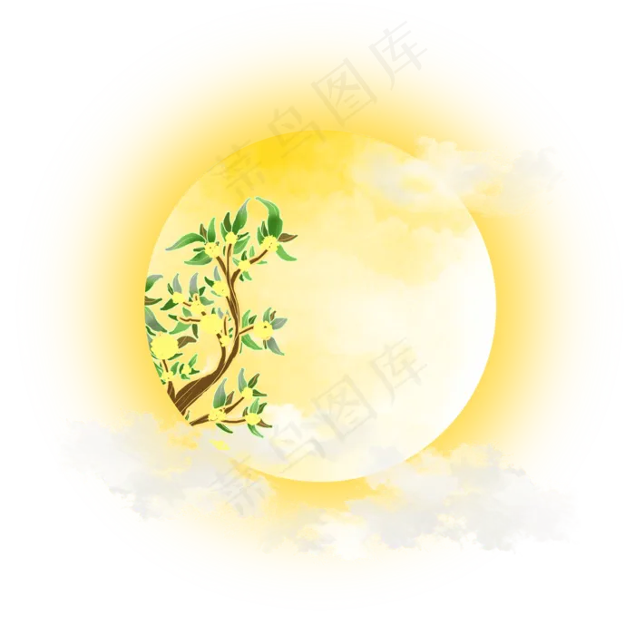 桂花树月亮合成(2000X2000(DPI:72))psd模版下载