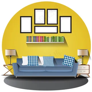 带背景的客厅立面图