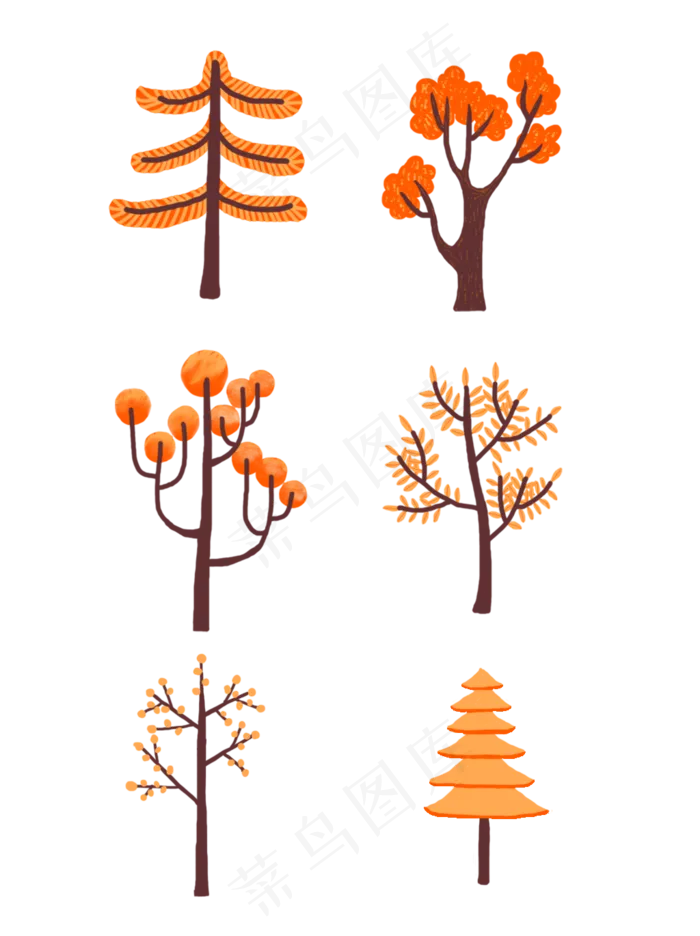 手绘秋树商用素材(1024X1369(DPI:300))psd模版下载