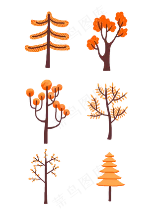 手绘秋树商用素材
