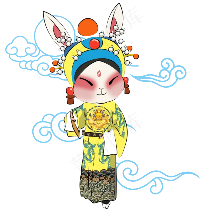 中秋节黄色Q版京剧兔爷(3000X3000(DPI:300))psd模版下载