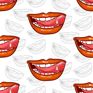 微笑红唇无缝图案