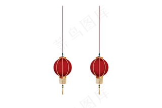 中国风手绘灯笼元素免扣高清素材图