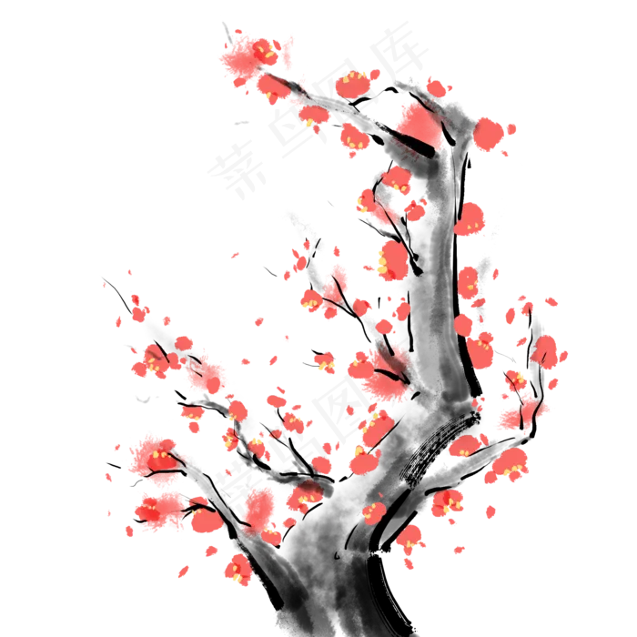 国画冬天梅花中国风水墨(2000X2000(DPI:300))psd模版下载