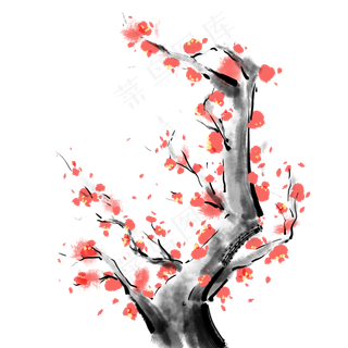 国画冬天梅花中国风水墨