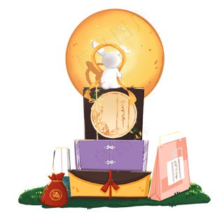 中秋节购物各类礼盒和玉兔