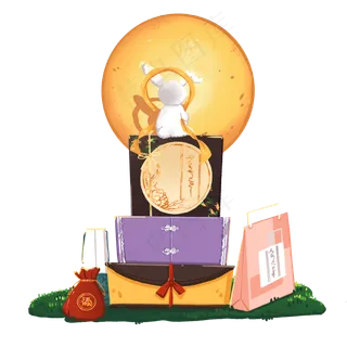 中秋节购物各类礼盒和玉兔