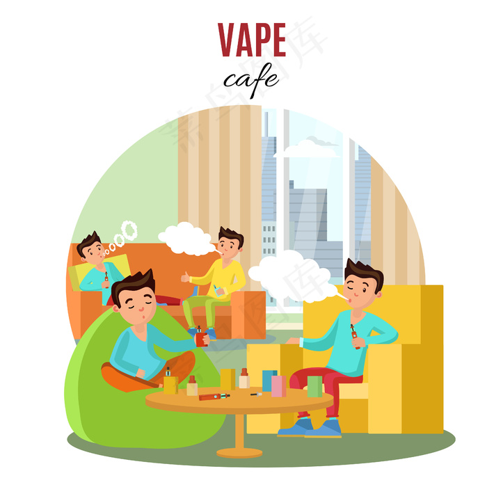 缤纷vape咖啡厅概念eps,ai矢量模版下载