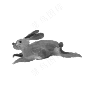 水墨中秋节可爱长腿月兔兔子