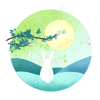 中秋佳节兔子望月夜景